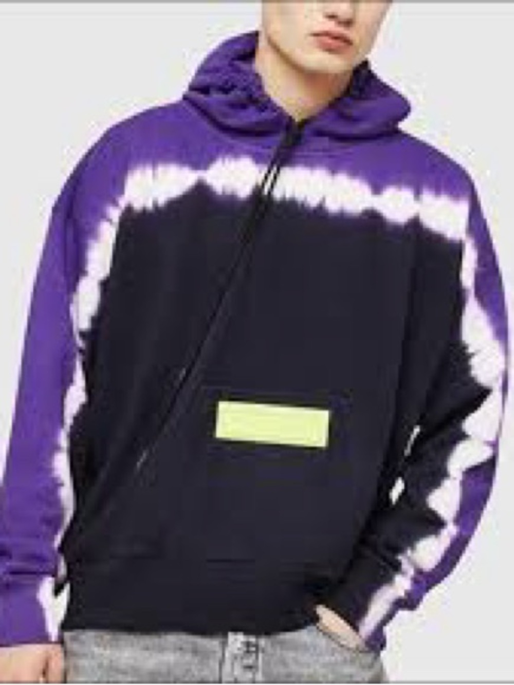 New Diesel S-Alby Deep Purple/Black Tie-Dye Pullover Hoodie - Large